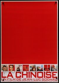 8g443 LA CHINOISE Japanese 29x41 R90s Jean-Luc Godard, Juliet Berto, cool red design!