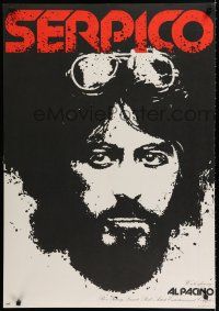 8g427 SERPICO Polish 27x38 '77 cool close up image of Al Pacino, Sidney Lumet crime classic!