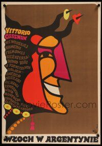8g362 GAUCHO Polish 23x33 '65 Vittorio Gassman, strange Jerzy Flisak artwork!