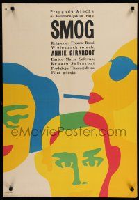 8g388 SMOG Polish 23x33 '62 Italian Franco Rossi, Annie Girardot, cool Zbikowski artwork of cast!