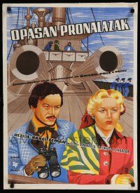 8g140 FABULOUS WORLD OF JULES VERNE Yugoslavian '59 great artwork of couple on deck of warship!