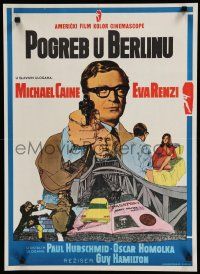 8g142 FUNERAL IN BERLIN Yugoslavian '67 Michael Caine pointing gun, directed by Guy Hamilton!