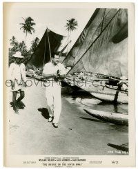 8h167 BRIDGE ON THE RIVER KWAI candid 8x10.25 still '58 William Holden walking on beach by boats!