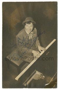 8h001 CHICO MARX signed 3.5x5.5 still '30s wonderful smiling portrait playing the piano!