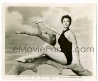 8h220 COLLEEN MILLER 8.25x10 still '54 the beautiful brunette in sexy swimsuit on tree limb!