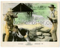 8h036 COMANCHEROS color 8x10.25 still '61 John Wayne & Stuart Whitman with guns by sandbags!