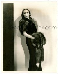 8h262 DOLORES DEL RIO 8x10.25 still '35 full-length modeling fur outfit by Fryer from In Caliente!