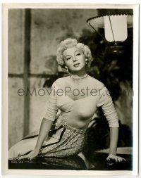 8h299 EVELYN KEYES 8x10 still '40s sexy close up wearing tight low-cut sweater & pearls!
