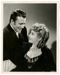 8h540 LADY FOR A NIGHT 8x10.25 still '41 vertical portrait of John Wayne & Joan Blondell smiling!