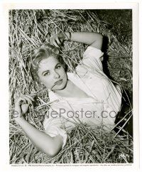 8h621 MARTHA HYER 8.25x10 still '54 sexiest close portrait laying in the hay w/ unbuttoned shirt!
