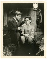 8h668 NATIONAL VELVET 8.25x10.25 still R50s Mickey Rooney gives Elizabeth Taylor a haircut!
