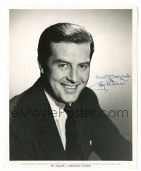 8h007 RAY MILLAND signed 8x10 still '50 great head & shoulders smiling portrait in suit & tie!