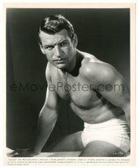 8h732 RICHARD EGAN 8.25x10 still '56 barechested close up wearing a tiny swimsuit!