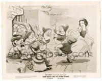 8h794 SNOW WHITE & THE SEVEN DWARFS 8x10 still '37 Disney, she's dancing w/ Doc while others play!