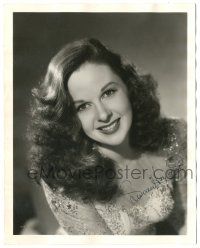 8h009 SUSAN HAYWARD signed deluxe 8x10 still '47 smiling portrait with flowing hair & beaded dress!