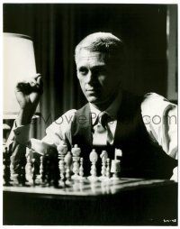 8h889 THOMAS CROWN AFFAIR 8x10.25 still '68 great close up of Steve McQueen playing chess!