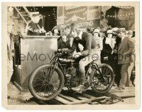 8h919 TWELVE MILES OUT 8x10.25 still '27 great close up of John Gilbert on motorcycle at carnival!
