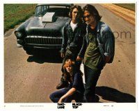 8h051 TWO-LANE BLACKTOP 8x10 mini LC #2 '71 James Taylor, Dennis Wilson & Laurie Bird by car!