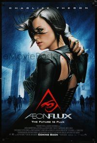 8j045 AEON FLUX advance DS 1sh '05 sexy futuristic Charlize Theron in black outfit!