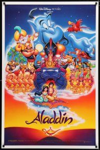 8j047 ALADDIN DS 1sh '92 classic Walt Disney Arabian fantasy cartoon, great art of cast!