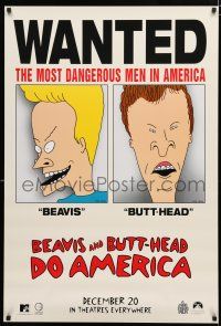 8j097 BEAVIS & BUTT-HEAD DO AMERICA teaser 1sh '96 Mike Judge, most dangerous men in America!