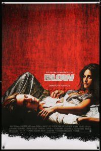 8j109 BLOW foil DS 1sh '01 Johnny Depp & Penelope Cruz in cocaine biography!
