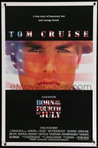 8j116 BORN ON THE FOURTH OF JULY 1sh '89 Oliver Stone, great patriotic image of Tom Cruise!