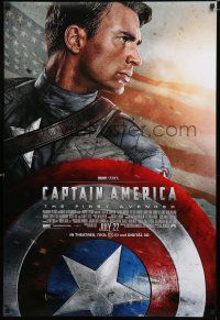 8j141 CAPTAIN AMERICA: THE FIRST AVENGER advance DS 1sh '11 Chris Evans as the Marvel Comics hero!