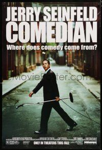 8j164 COMEDIAN advance 1sh '02 great image of Jerry Seinfeld walking across street with microphone!