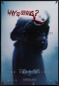 8j185 DARK KNIGHT teaser DS 1sh '08 Heath Ledger as the Joker, why so serious?