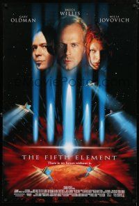 8j248 FIFTH ELEMENT DS 1sh '97 Bruce Willis, Milla Jovovich, Oldman, directed by Luc Besson!