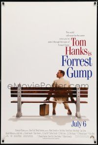 8j260 FORREST GUMP advance 1sh '94 Tom Hanks waiting for the bus, Robert Zemeckis!