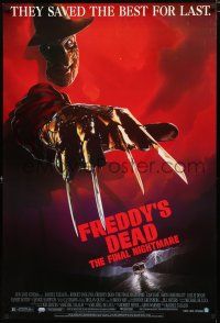 8j264 FREDDY'S DEAD 1sh '91 great art of Robert Englund as Freddy Krueger!