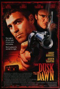 8j268 FROM DUSK TILL DAWN DS 1sh '95 close image of George Clooney & Quentin Tarantino, vampires!