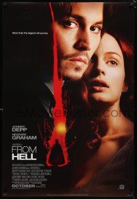 8j270 FROM HELL int'l style B advance DS 1sh '01 close-up of Johnny Depp & Heather Graham!