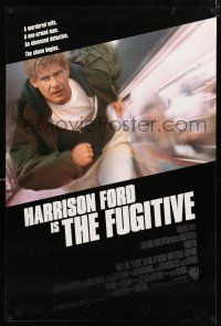 8j271 FUGITIVE DS 1sh '93 Harrison Ford is on the run from Tommy Lee Jones!
