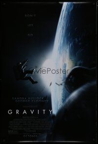 8j296 GRAVITY October advance DS 1sh '13 Sandra Bullock, George Clooney, adrift over earth!
