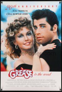 8j297 GREASE 1sh R98 close up of John Travolta & Olivia Newton-John in a most classic musical!