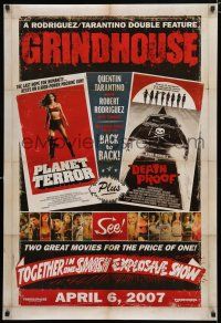 8j301 GRINDHOUSE advance DS 1sh '07 Rodriguez & Tarantino, Planet Terror & Death Proof!