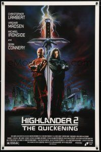 8j323 HIGHLANDER 2 1sh '91 great artwork of immortals Christopher Lambert & Sean Connery!