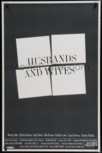 8j339 HUSBANDS & WIVES int'l 1sh '92 Woody Allen, Mia Farrow, Liam Neeson, design by Burt Kleeger!