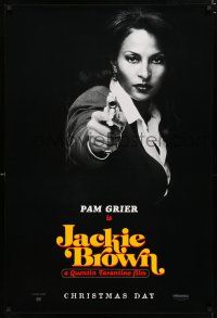 8j373 JACKIE BROWN teaser DS 1sh '97 Quentin Tarantino, cool image of Pam Grier in title role!