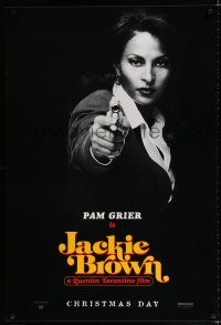 8j369 JACKIE BROWN teaser 1sh '97 Quentin Tarantino, cool image of Pam Grier with gun!