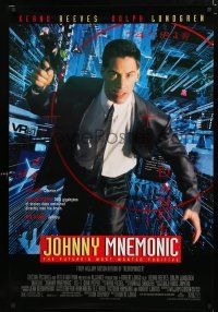 8j382 JOHNNY MNEMONIC 1sh '95 Keanu Reeves techno-thriller, cool image!