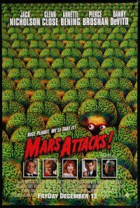 8j483 MARS ATTACKS! advance DS 1sh '96 directed by Tim Burton, great image of many alien brains!