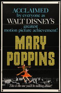 8j484 MARY POPPINS style B 1sh '64 Julie Andrews, Dick Van Dyke, Disney musical classic!