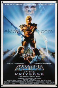 8j486 MASTERS OF THE UNIVERSE 1sh '87 great image of Dolph Lundgren as He-Man!