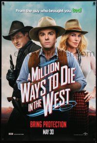 8j514 MILLION WAYS TO DIE IN THE WEST teaser DS 1sh '14 Seth MacFarlane, Charlize Theron, Neeson!