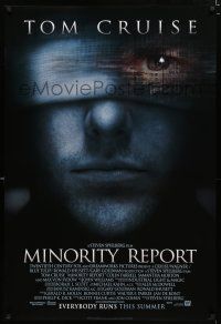 8j515 MINORITY REPORT style A advance DS 1sh '02 Steven Spielberg, Tom Cruise, Colin Farrell