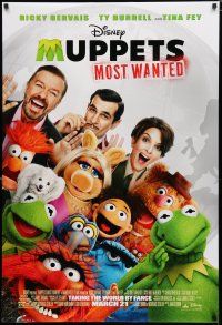 8j545 MUPPETS MOST WANTED advance DS 1sh '14 Ricky Gervais, Ty Burrell, Tina Fey!